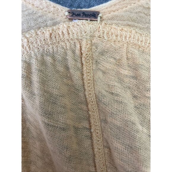 Free People Womens Shirt Sz S Double Knot Peach Crop Top 3/4 Sleeve Open Front - Picture 5 of 6